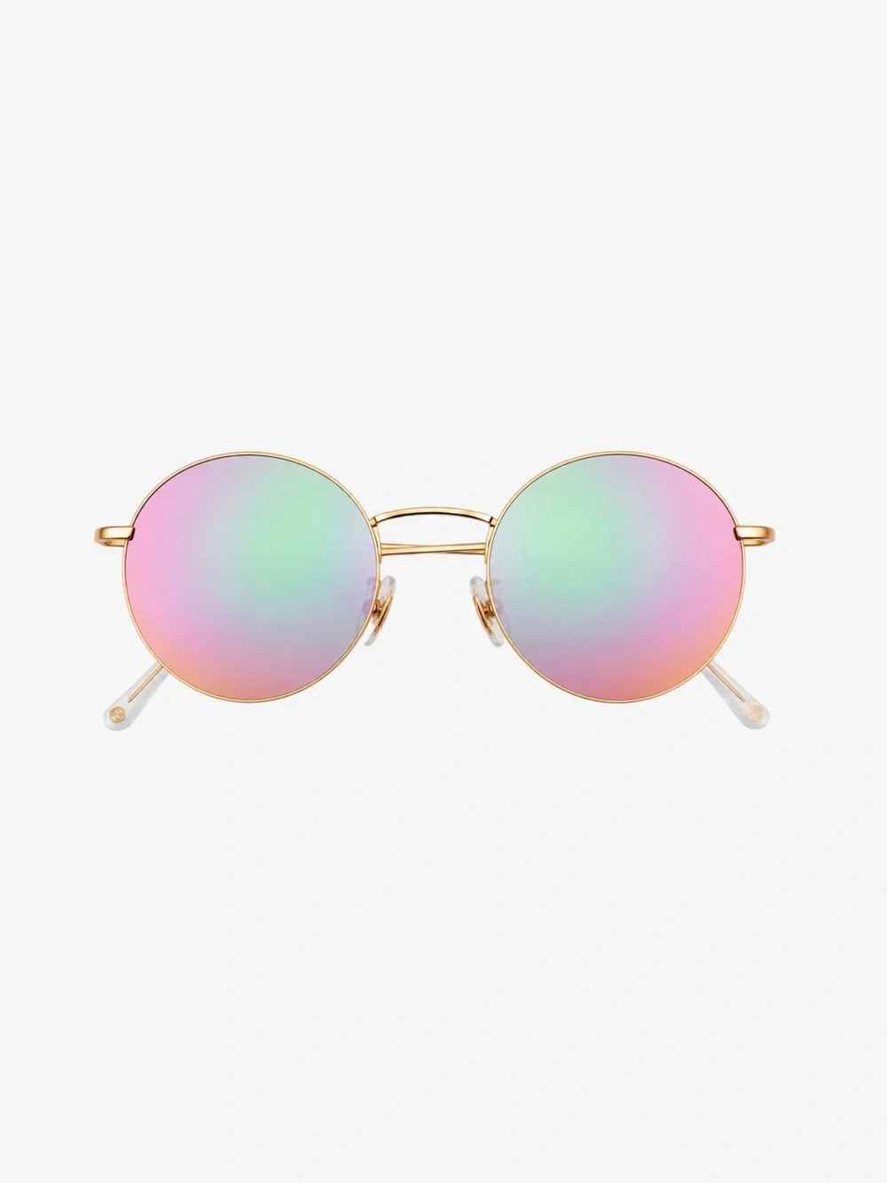 Gucci GG4272/S Round Gold Mirrored Sunglasses Pink Blue Flash Lens w/ Case